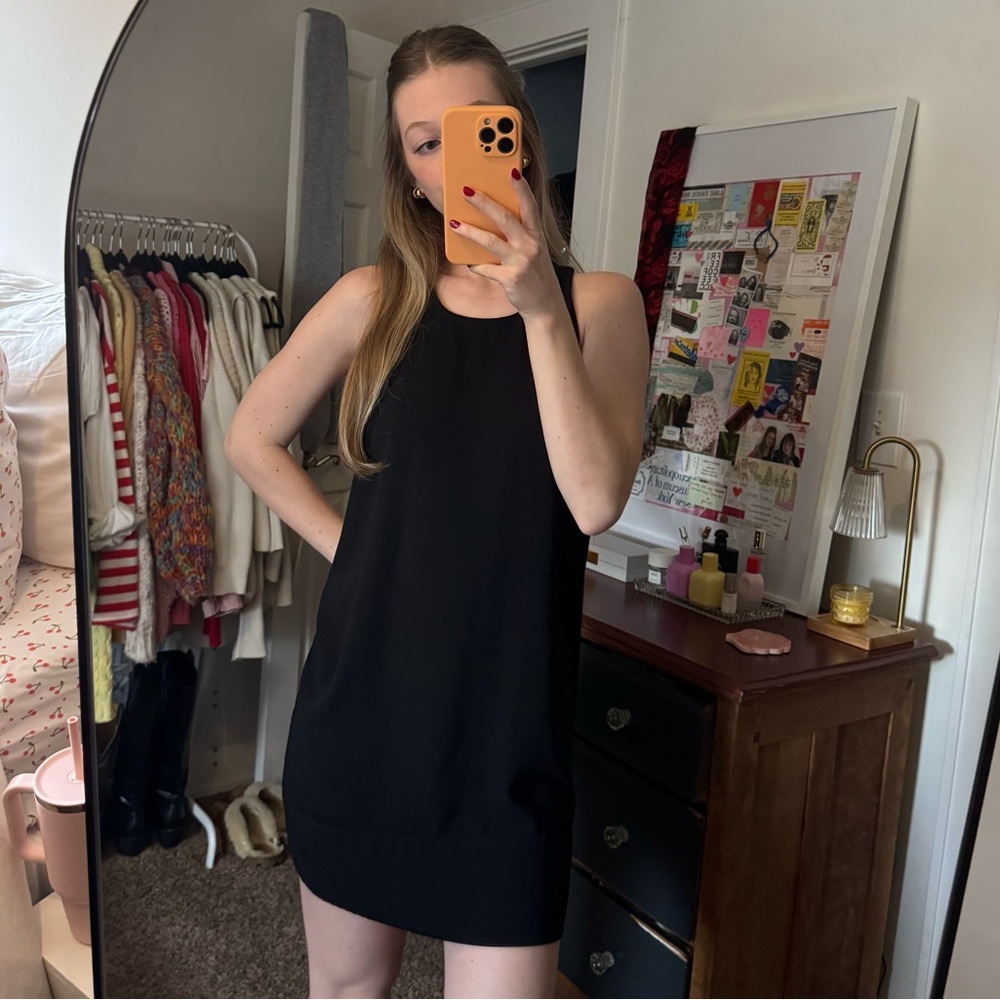 Basic High Neck Black Mini Dress